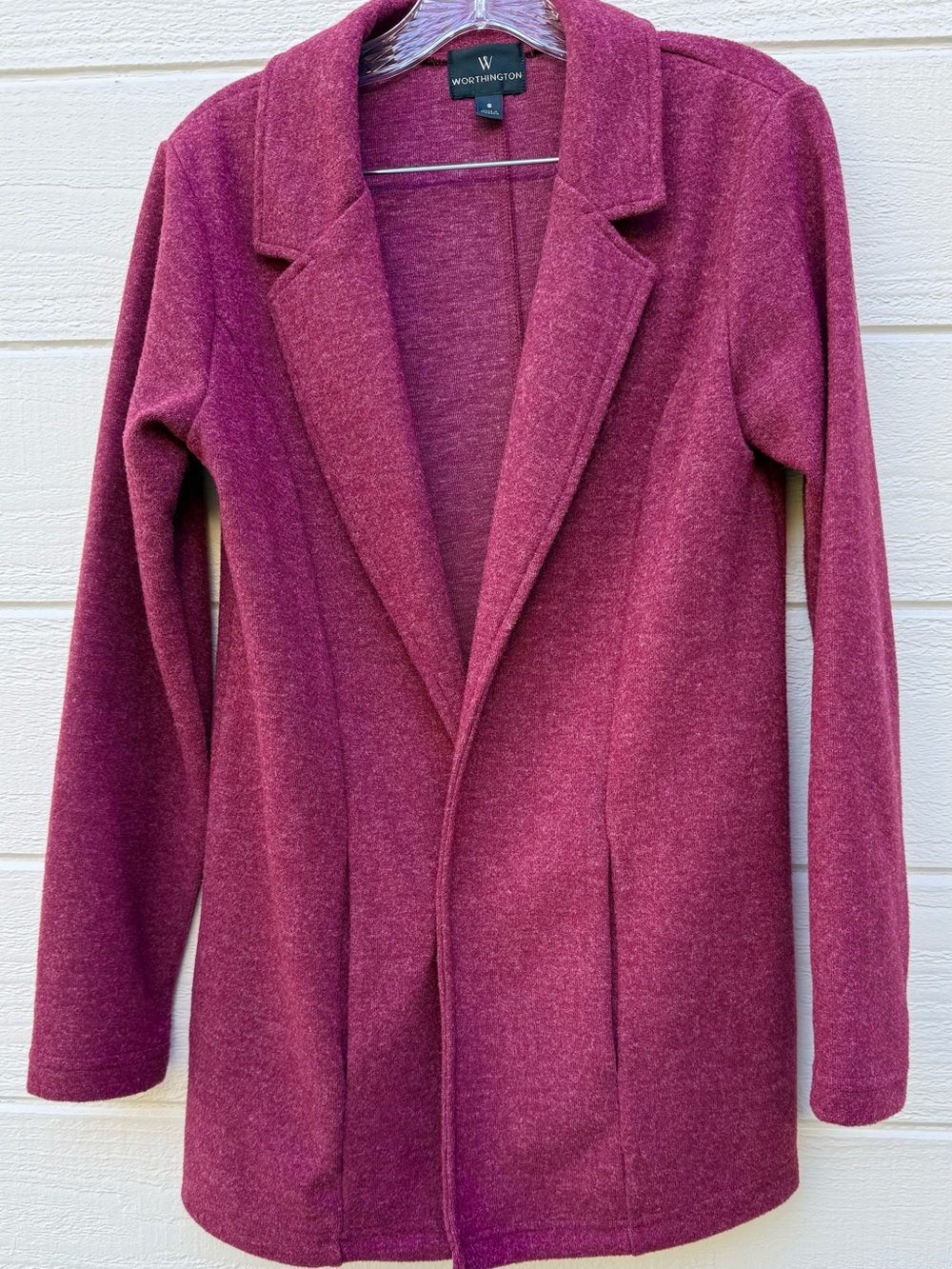 Worthington Women's Plum Open-Front Blazer Jacket Sz S.
